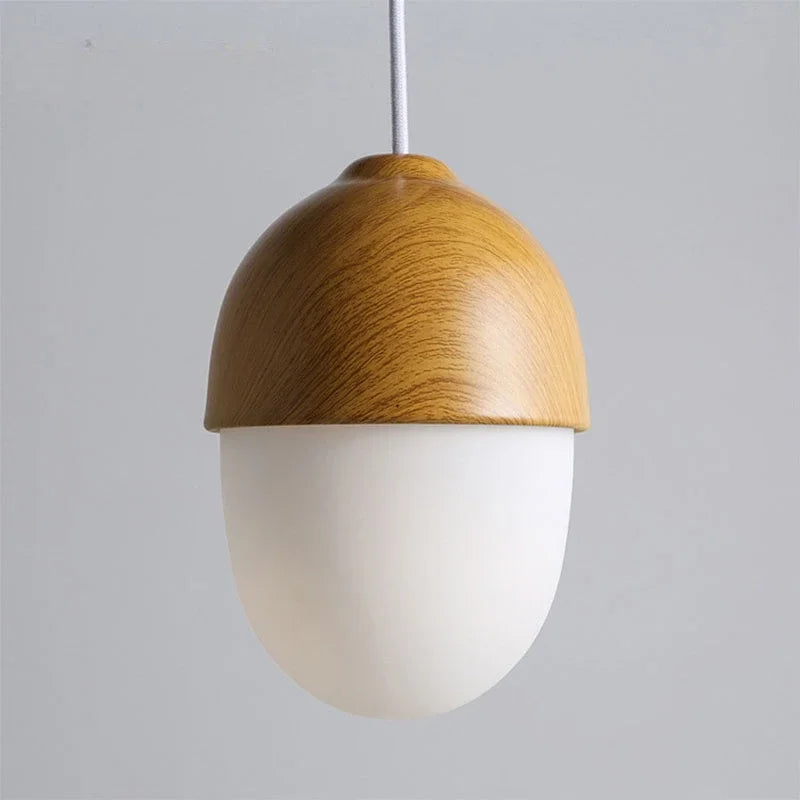 Wood Grain Pendant Lamp Modern Nut Round Hanging Light Living Room Bedroom Decor Lighting