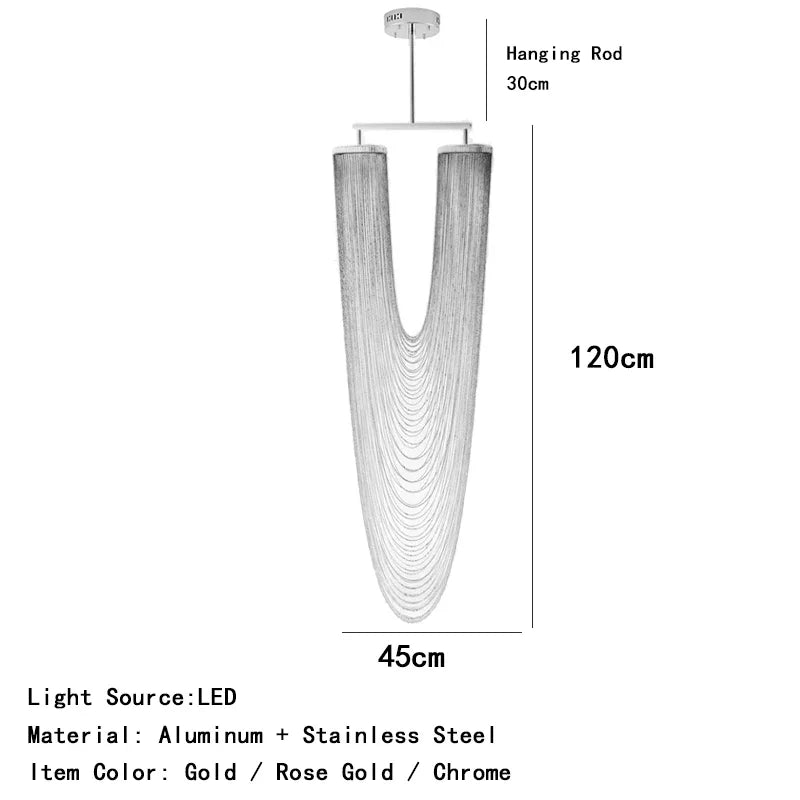 Larose Chandeliers Boho Metal Tassel Lamp Design Luxary Rose Gold Lamp Living Room Luster Unique Kitchen Stairwell Lighting