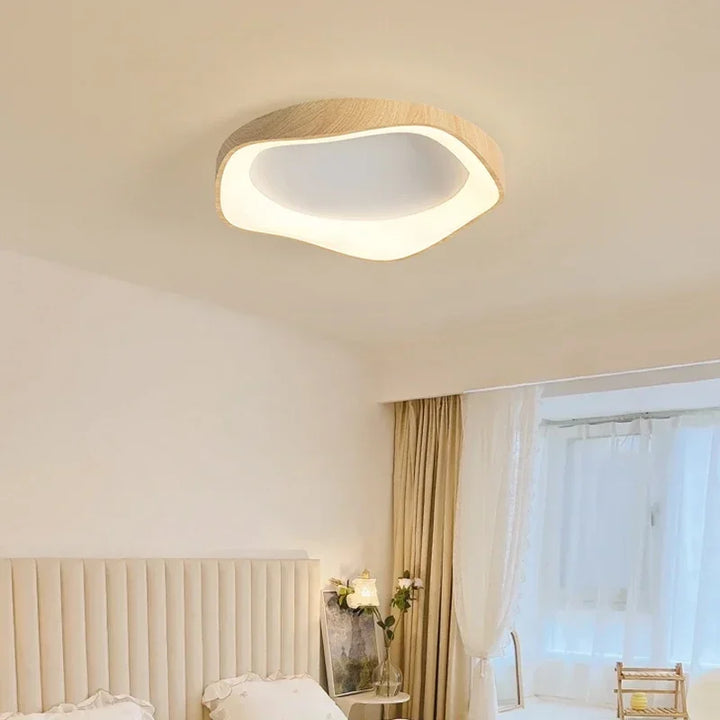 Plafonnier luminaire LED design contemporain en bois