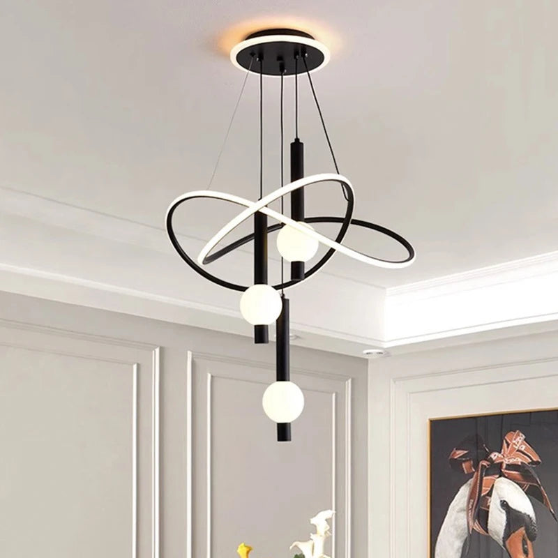Suspension luminaire LED pour salle à manger doré, noir ou blanc

