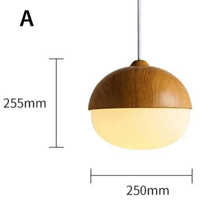 Wood Grain Pendant Lamp Modern Nut Round Hanging Light Living Room Bedroom Decor Lighting