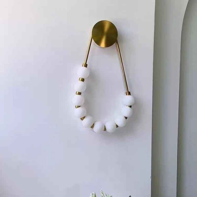 French Creative Bedhead Wall Light Nordic Living Room Background Wall Hotel Homestay Bedroom Necklace Buddha Bead Bedlight