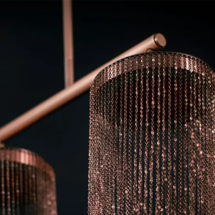 Larose Chandeliers Boho Metal Tassel Lamp Design Luxary Rose Gold Lamp Living Room Luster Unique Kitchen Stairwell Lighting