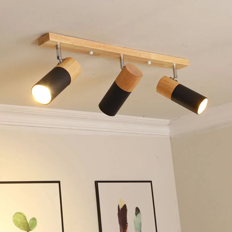 Plafonnier spot en bois orientable