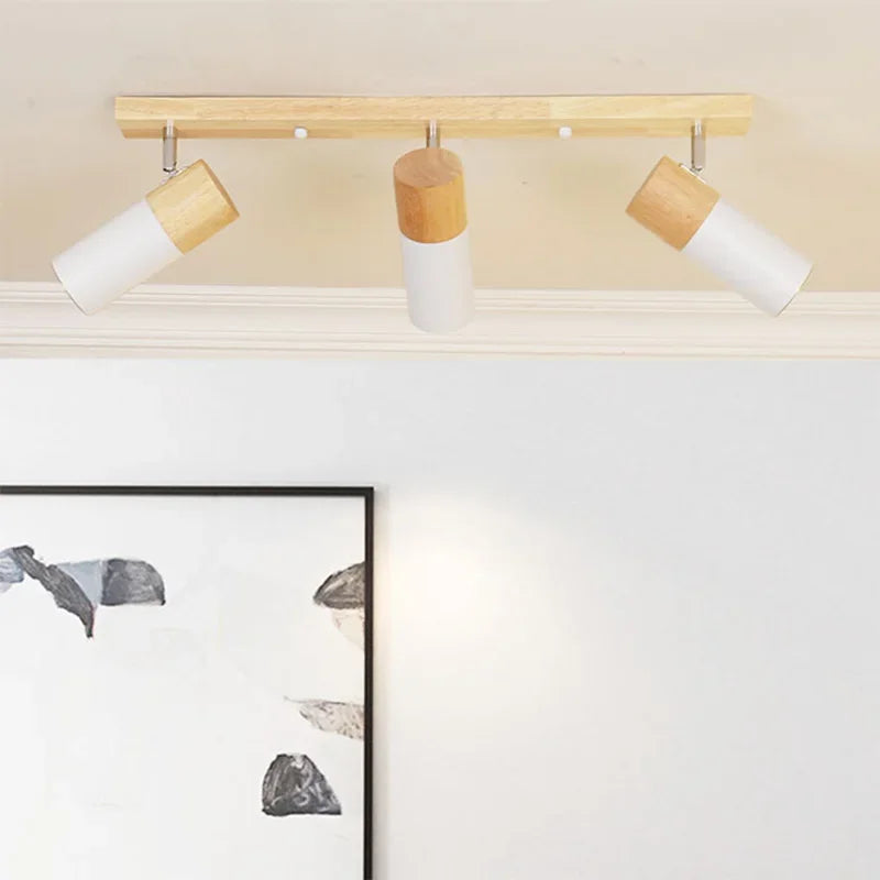 Plafonnier spot en bois orientable