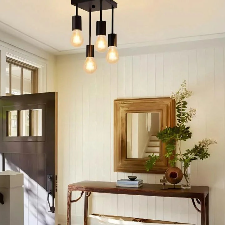Modern simple four-head straight tube ceiling lamp American creative bedroom restaurant chandelier study balcony small chandelier