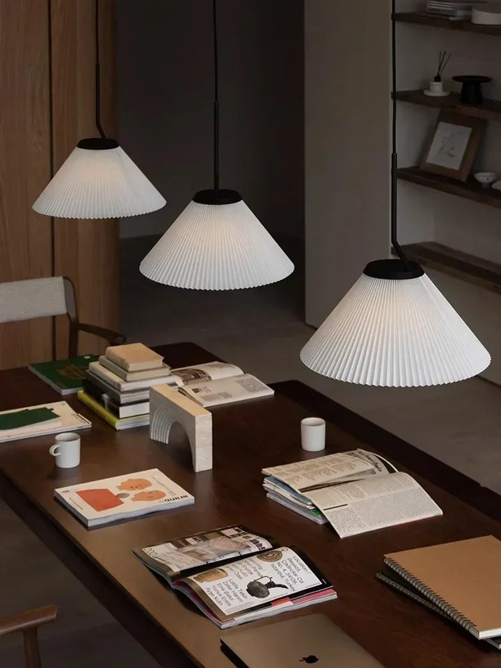 Nordic Pleated Cream LED Pendant Light For Living Room Kitchen Restaurant Chandelier Loft Hanging Lamp Luster Home Decoration