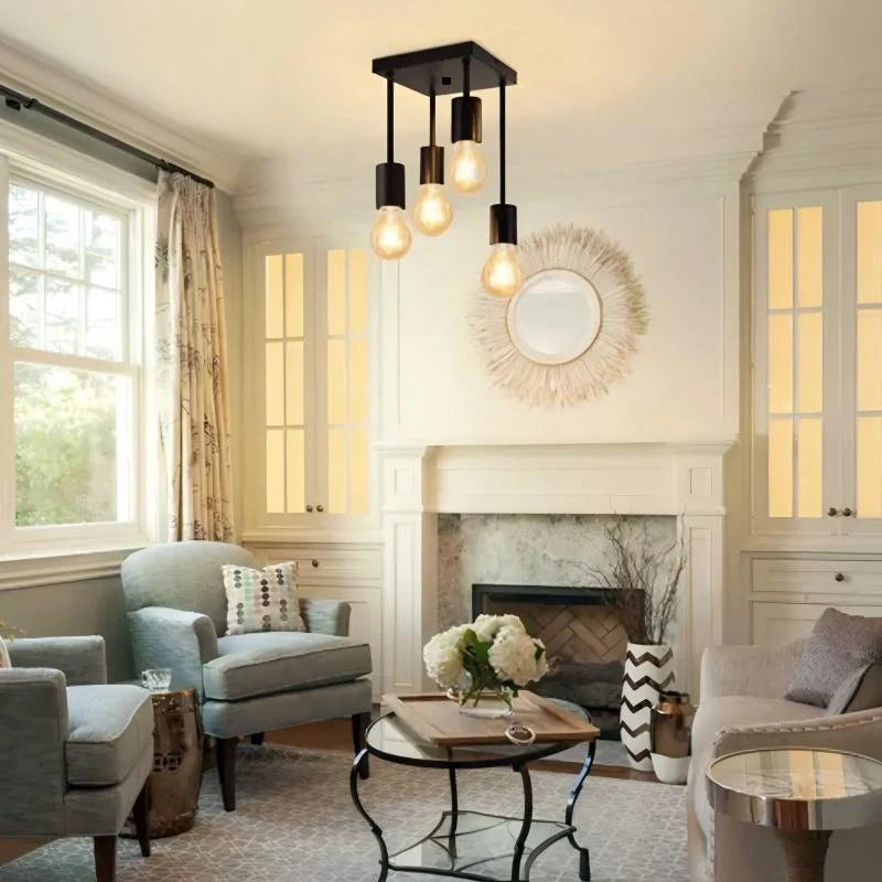 Modern simple four-head straight tube ceiling lamp American creative bedroom restaurant chandelier study balcony small chandelier