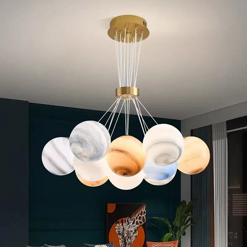 Nordic Round Glass Lamp Ball Postmodern Restaurant Bedroom Living Room Chandeliers Home Decoration Lusters Luminaires