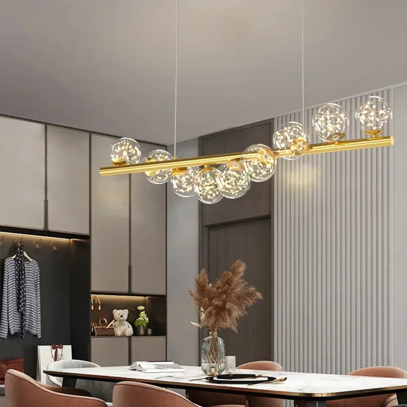Suspension luminaire avec 9 boules LED pour salle à manger

