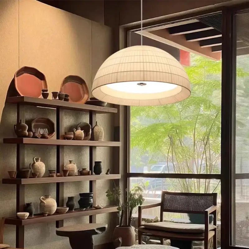 Suspension métal et tissu design élégant blanc chic