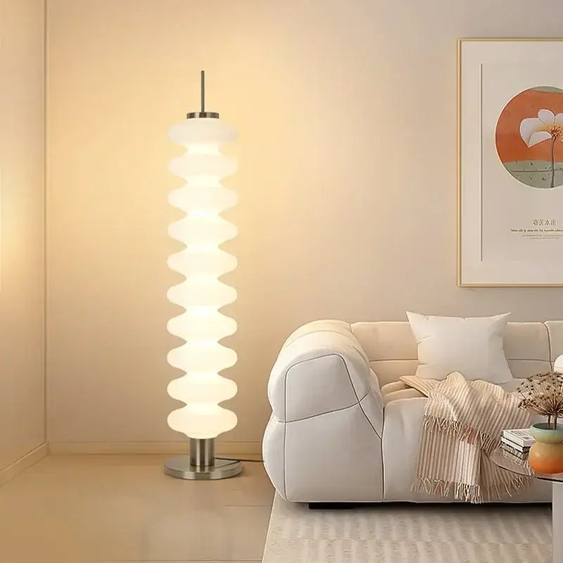 Lampadaire design ondulé lumineux blanc moderne led