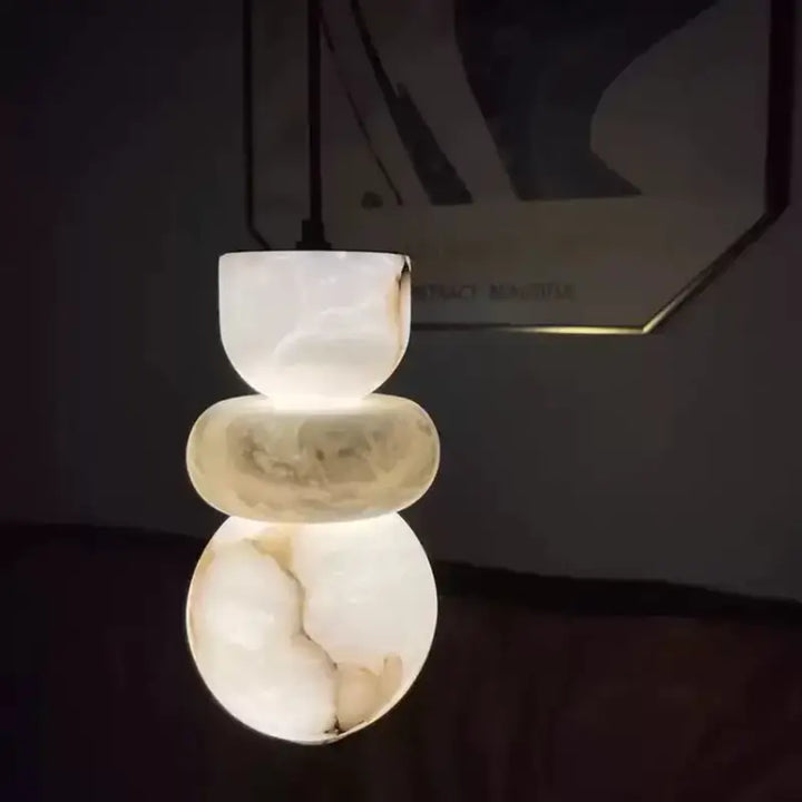 Suspension luminaire en verre effet marbre blanc design élégant