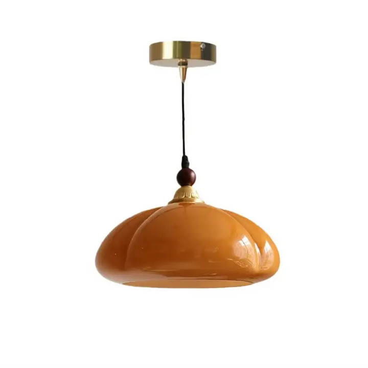 Suspension cuivre et verre ambré style contemporain raffiné