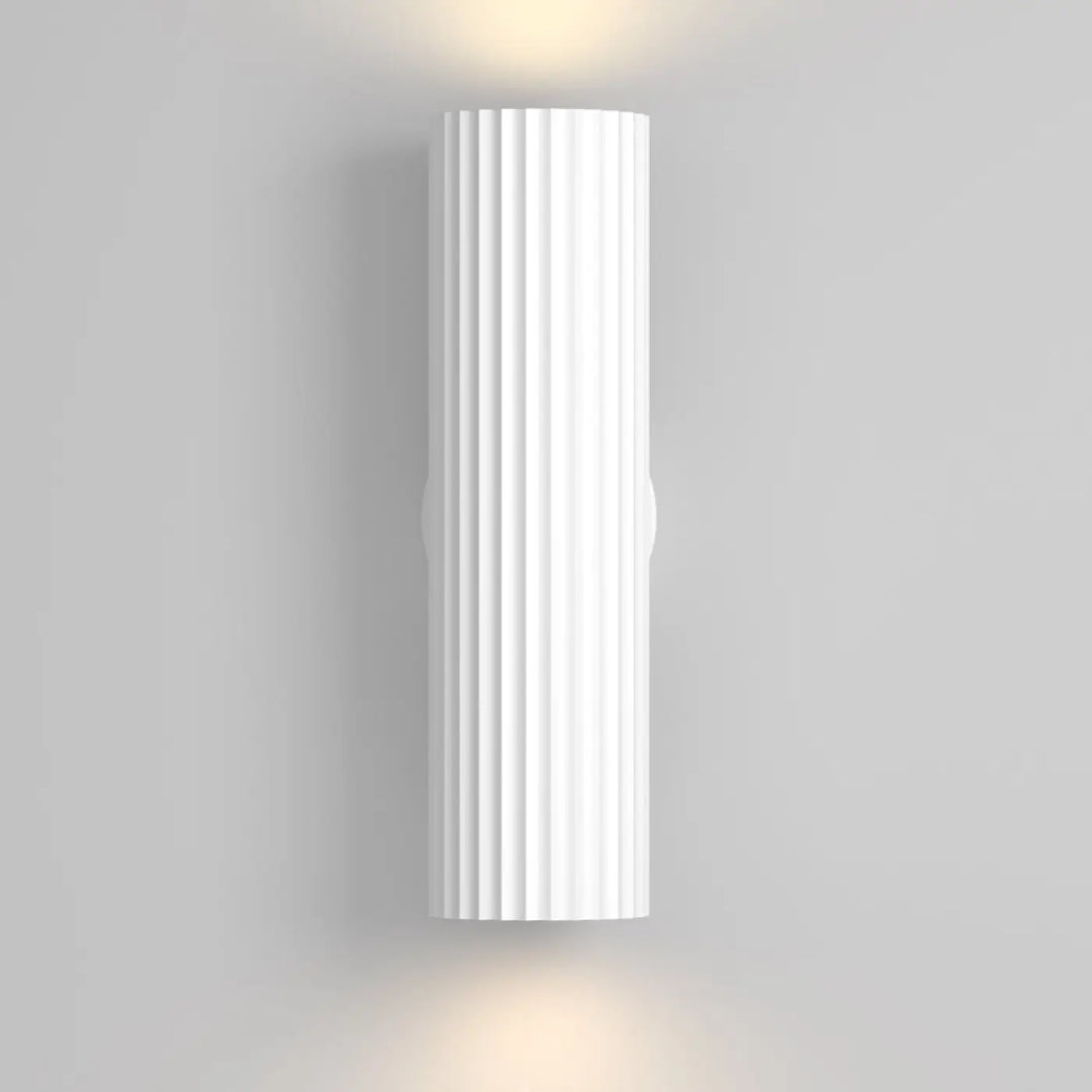 Applique murale applique calipso double flux cylindre cannelé blanche avec design moderne et minimaliste