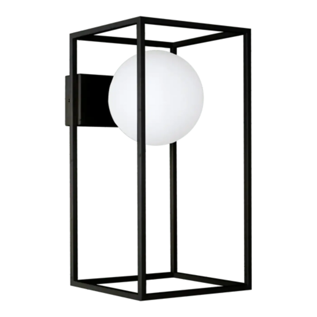 Applique murale daisy noir avec globe sphérique en verre opaque pour un design classique extérieur