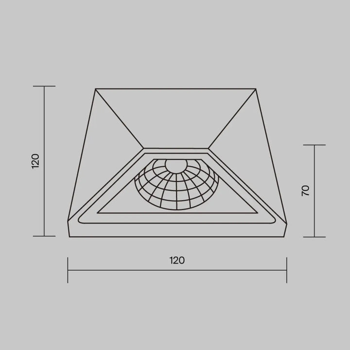 Applique extérieure beekman en aluminium noir à cadre triangulaire avec lentille à motif quadrillé, idéale pour long d’un escalier