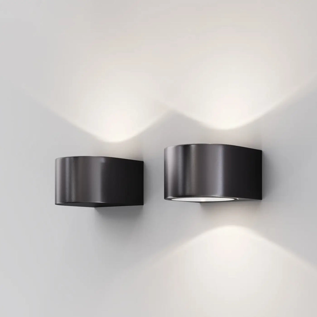 Deux appliques extérieure en aluminium graphite noir mat design moderne double flux pour mur extérieur