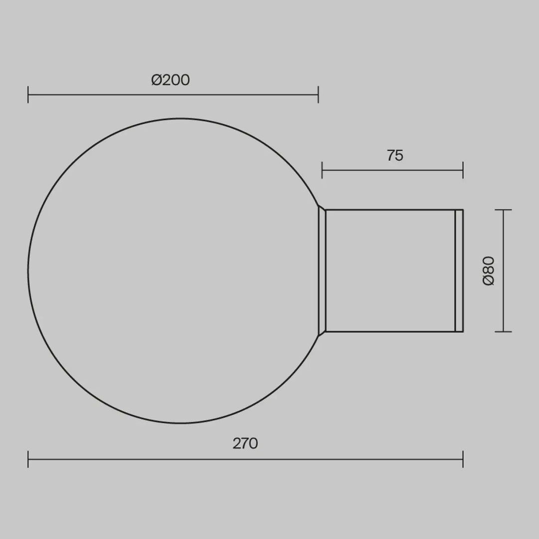 Applique extérieure bold avec base ronde mate et tige cylindrique en globe blanc opale minimaliste