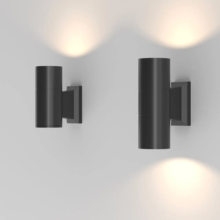 Applique extérieure bowery cylindrique noire en aluminium thermolaqué avec ampoules gu10 pour un design moderne
