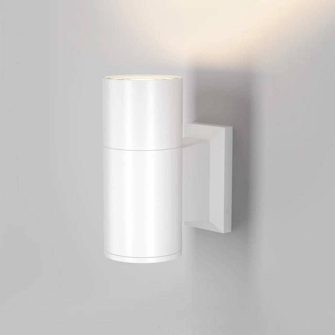Applique extérieure bowery cylindre en aluminium thermolaqué blanc avec ampoules gu10 pour éclairage mural moderne