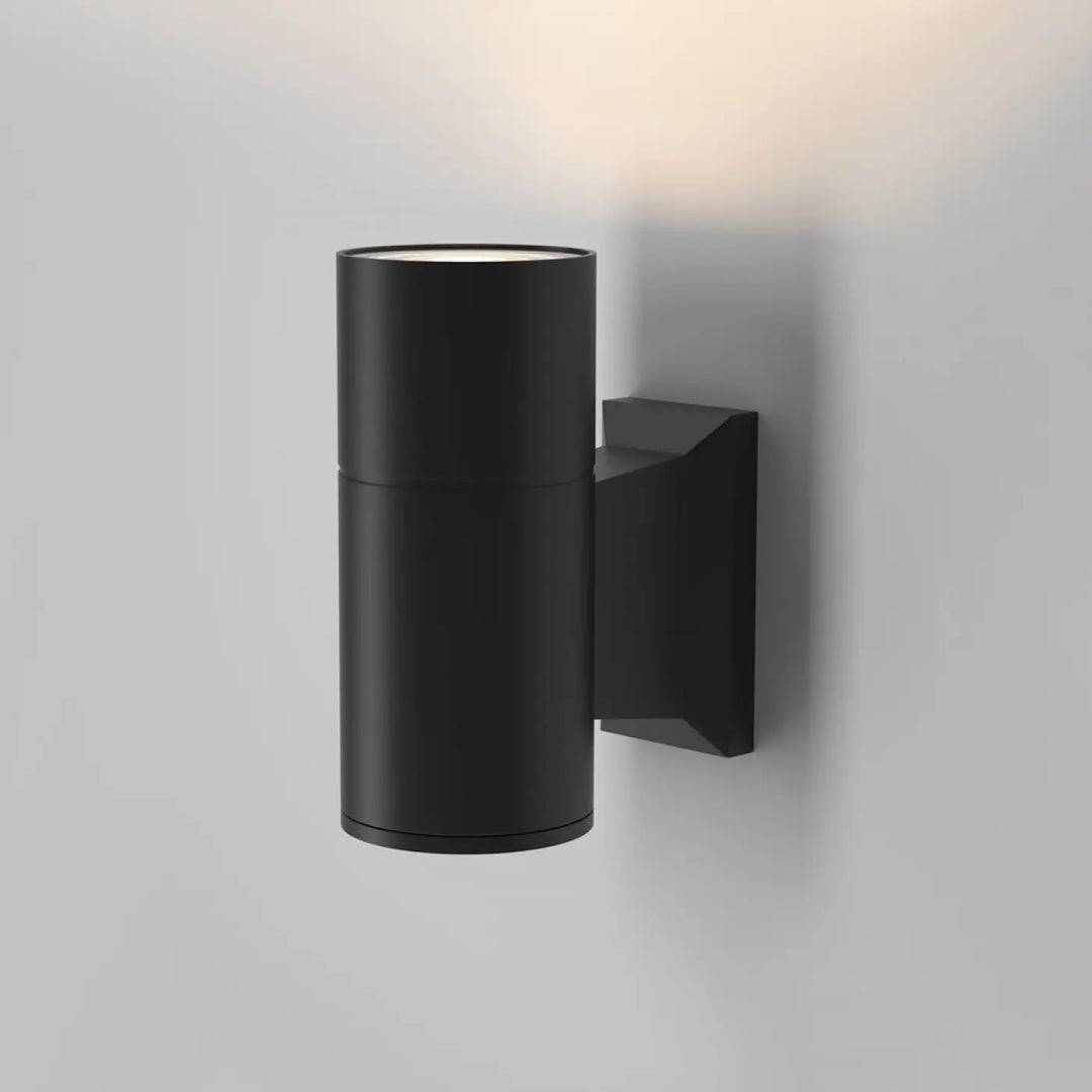 Applique extérieure bowery cylindre en aluminium thermolaqué noir mat avec design moderne pour ampoules gu10