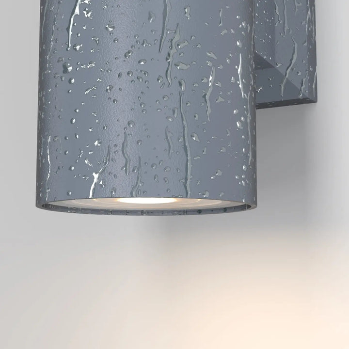 Applique extérieure bowery cylindre grise en aluminium thermolaqué avec finition texturée pour ampoules gu10