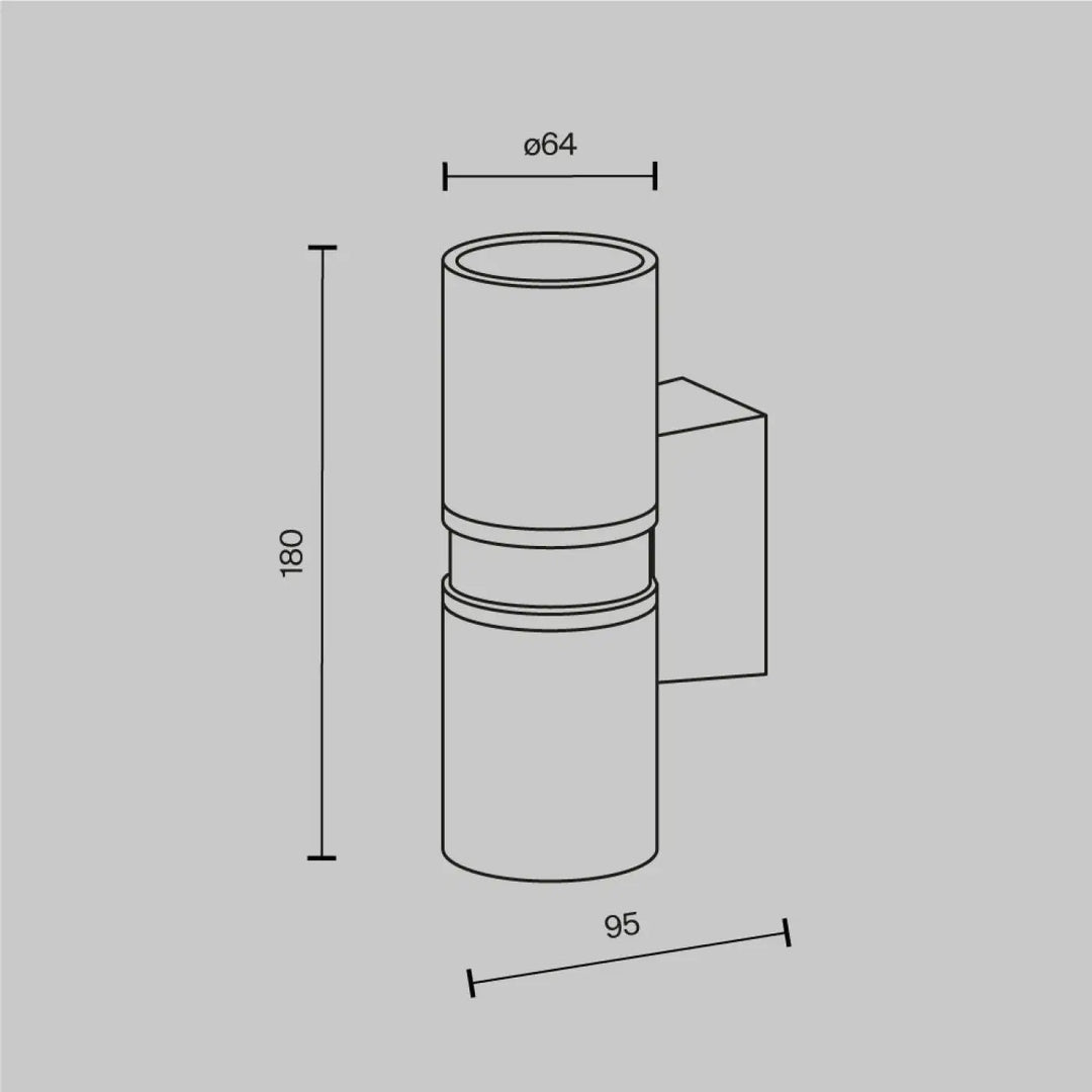 Applique extérieure bowery cylindre double en métal noir avec design minimaliste et double section circulaire pour mur extérieur