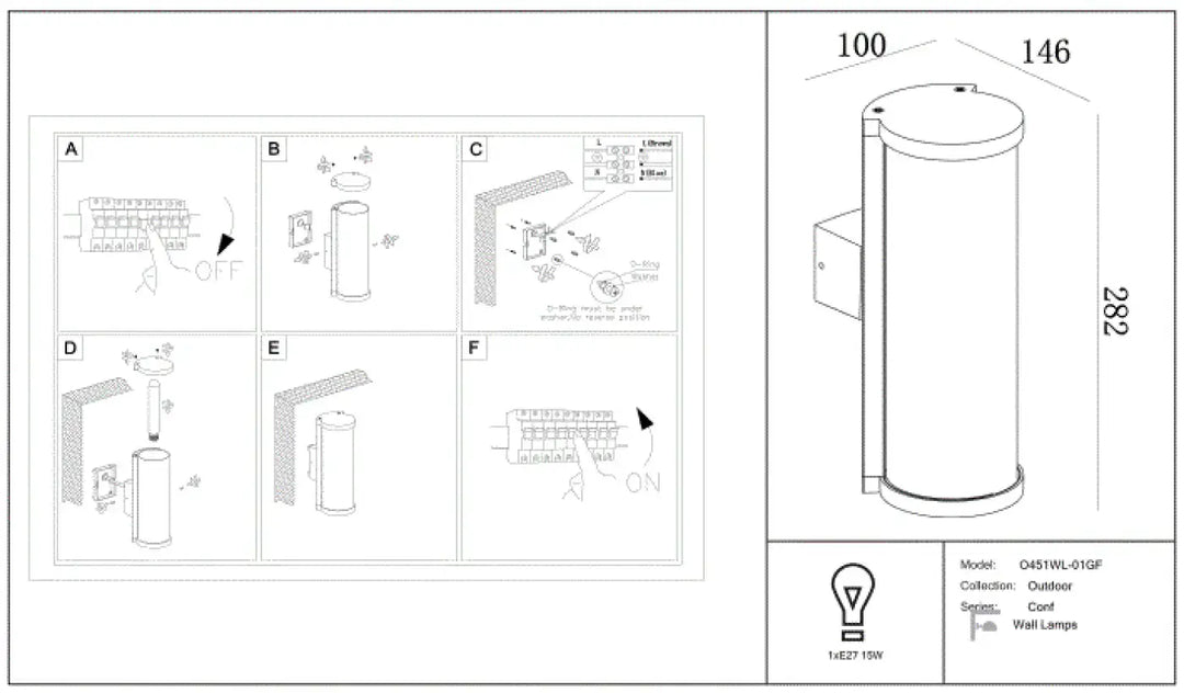 Applique extérieure conf cylindre en aluminium graphite avec finition métallique pour un éclairage moderne et design