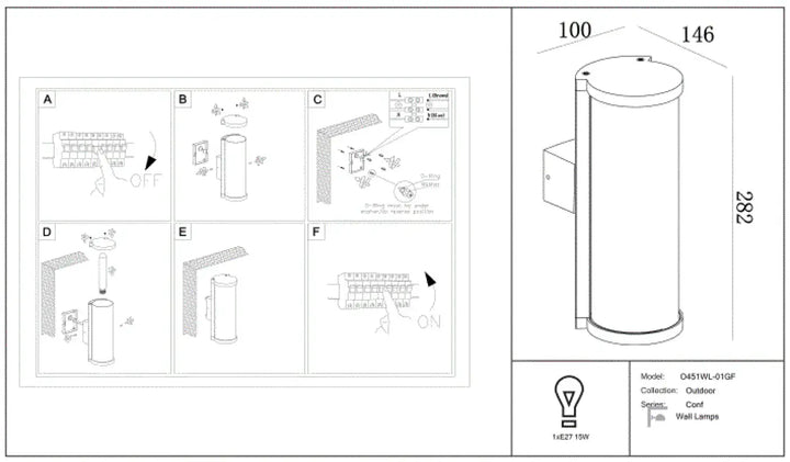 Applique extérieure conf cylindre en aluminium graphite avec finition métallique pour un éclairage moderne et design