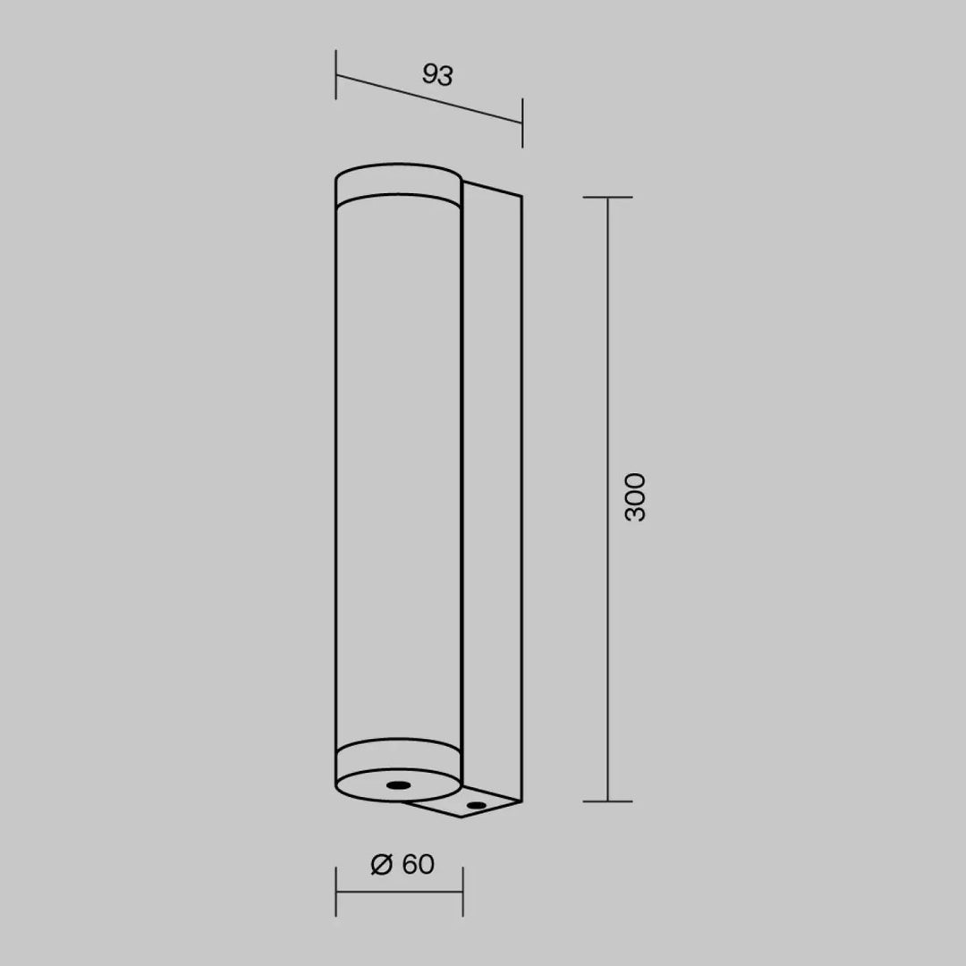 Applique extérieure led ronde en aluminium noir tube de 300 mm hauteur 60 mm diamètre design minimaliste