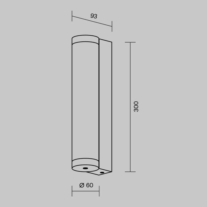 Applique extérieure led ronde en aluminium noir tube de 300 mm hauteur 60 mm diamètre design minimaliste
