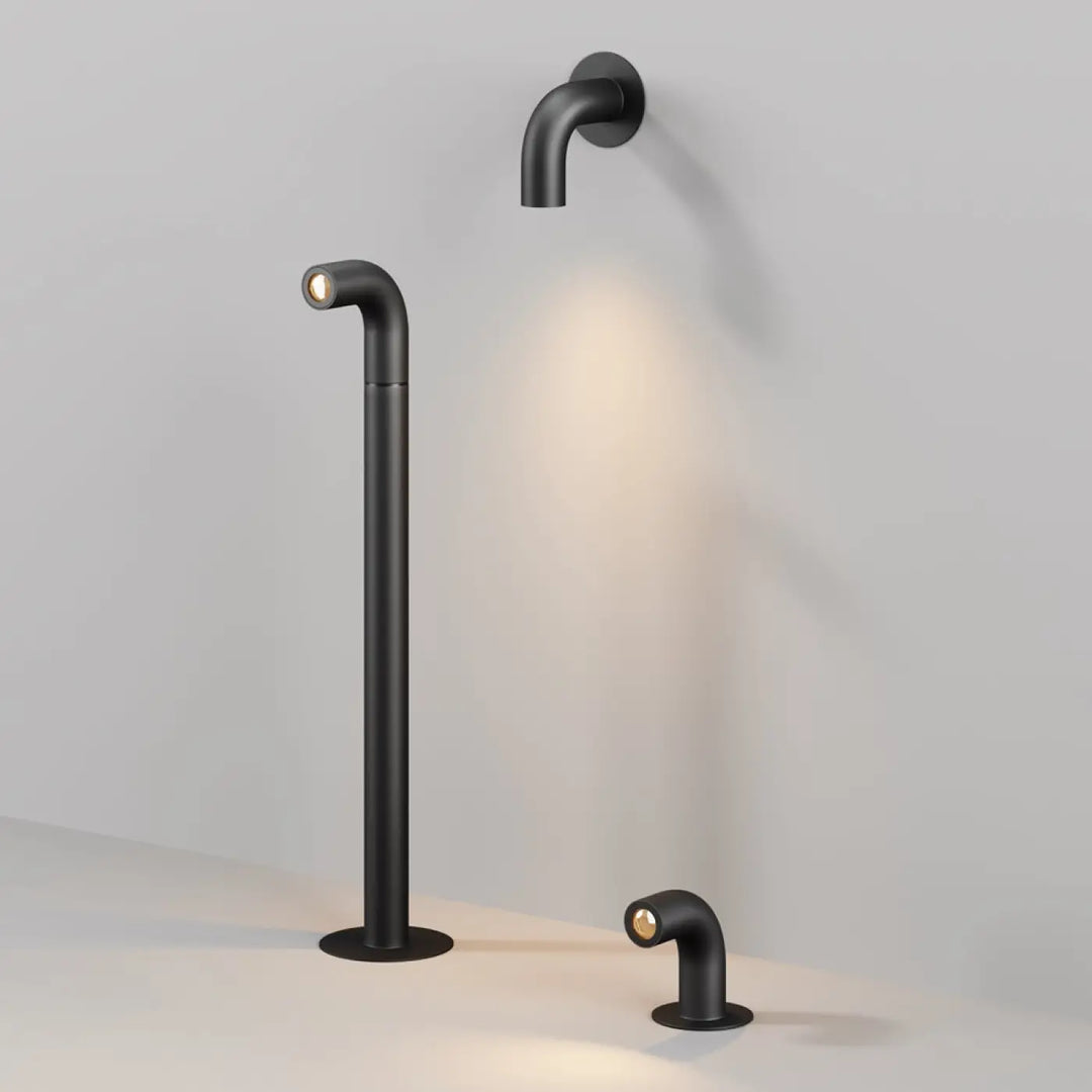 Applique extérieure led en aluminium noir avec finition mate et lumière led ton chaud modèle sleek cube
