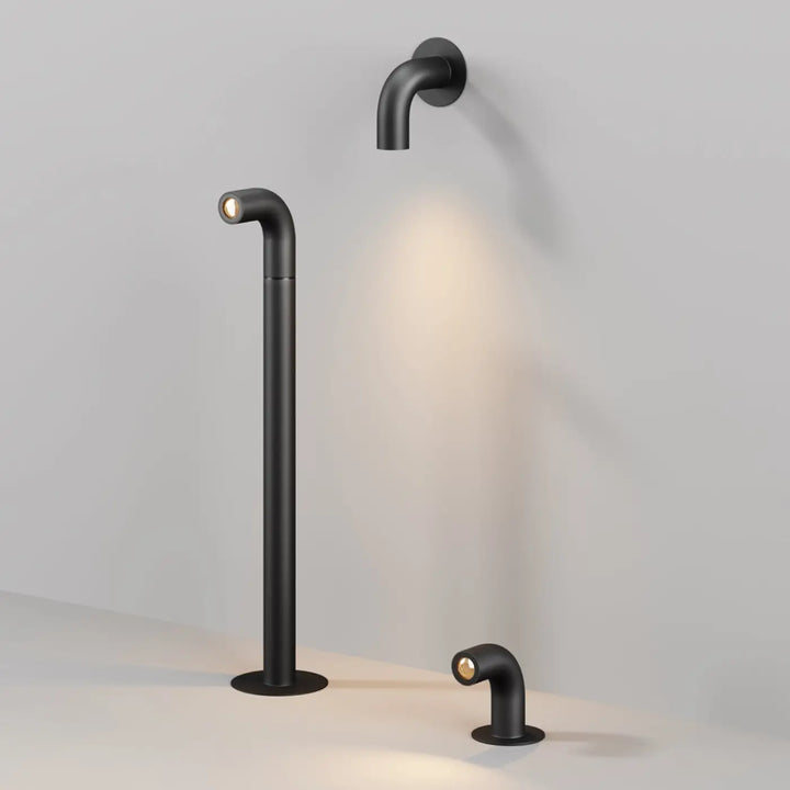 Applique extérieure led en aluminium noir avec finition mate et lumière led ton chaud modèle sleek cube