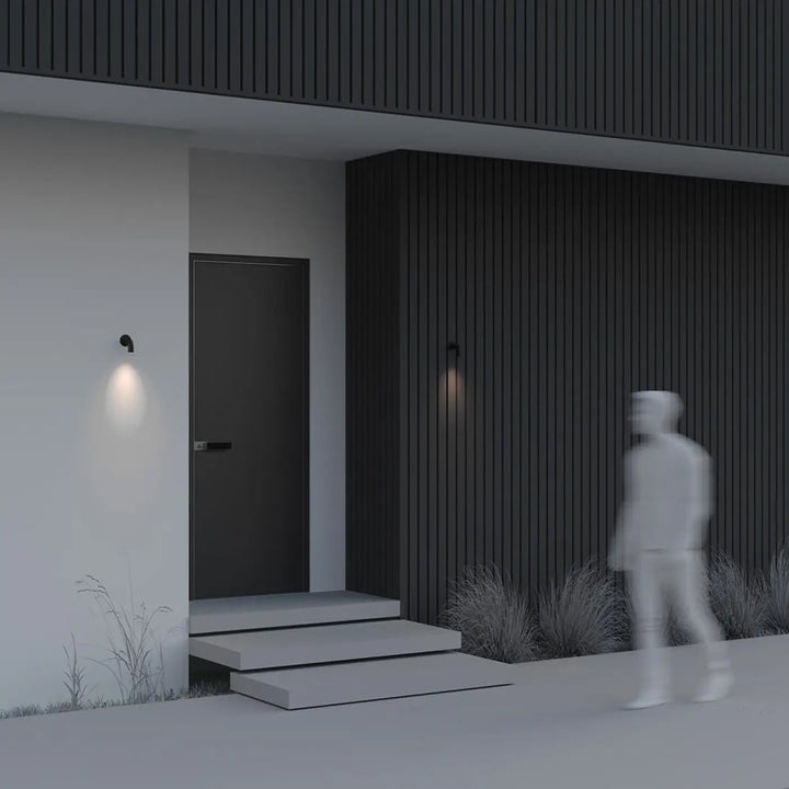 Applique extérieure led noir en aluminium avec design moderne minimaliste et poignée horizontale élégante