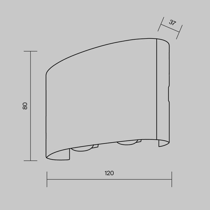 Applique extérieure led strato compacte avec lumière indirecte courbée en métal au design minimaliste moderne