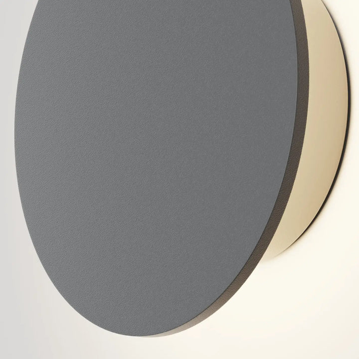 Applique extérieure led walld disque en acier gris avec finition mate et anneau intérieur crème pour éclairage mural