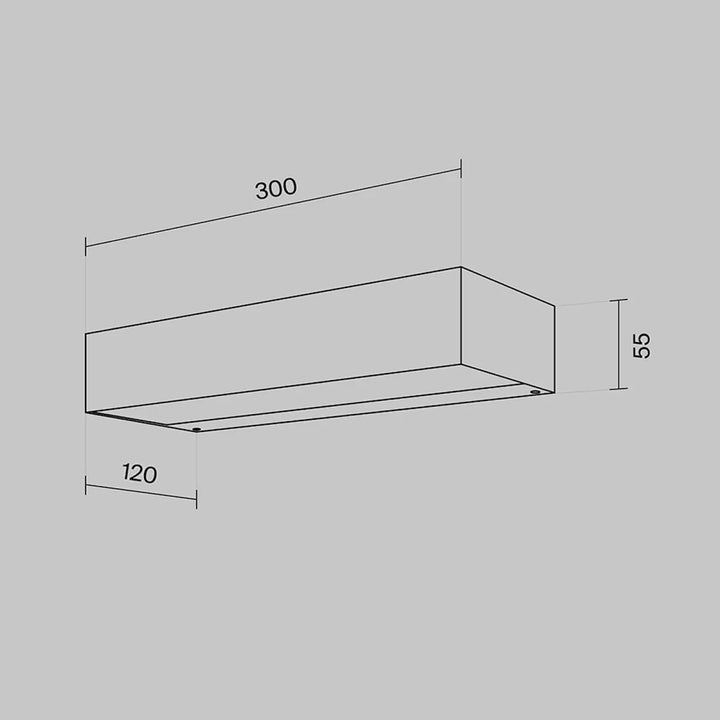 Applique extérieure barre horizontale en acier noir de forme rectangulaire 300mm x 120mm x 55mm au design minimaliste