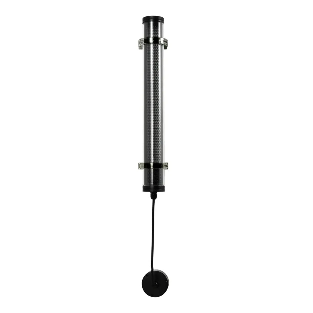 Applique lukas luminaire extérieur cylindrique noir et argent avec panneau en verre texturé moderne