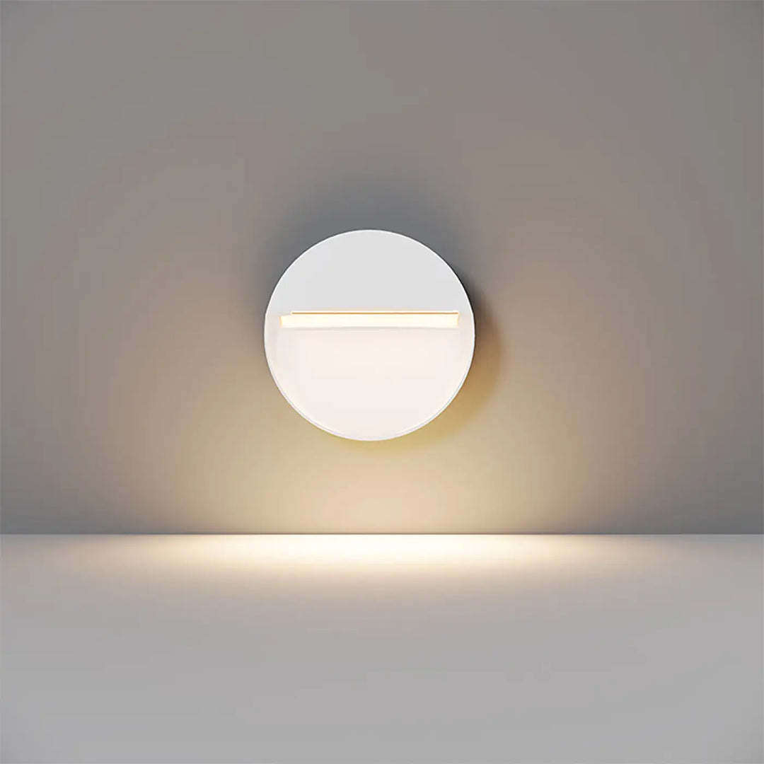 Applique extérieure balise ronde blanche minimaliste avec lumière douce led horizontale intégrée