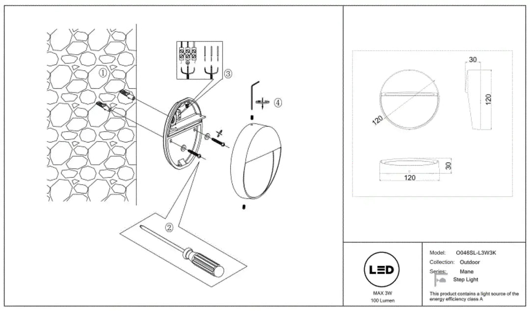 Applique extérieure balise ronde avec lumière douce led et boîtier métallique pour éclairage moderne et design