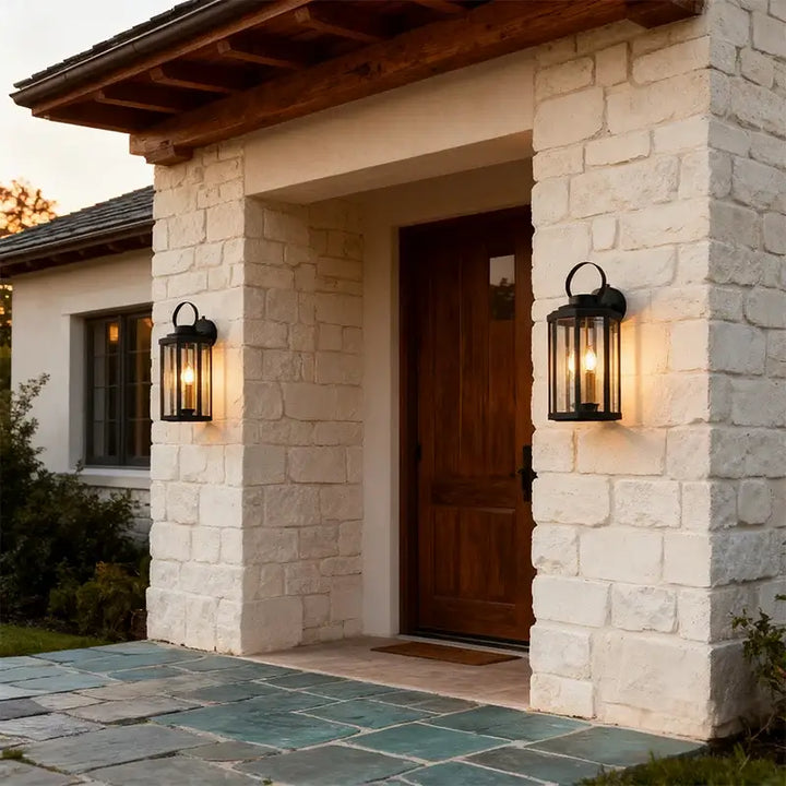 Applique extérieure noire avec verre transparent élégant