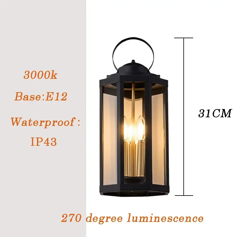 Applique extérieure noire avec verre transparent élégant