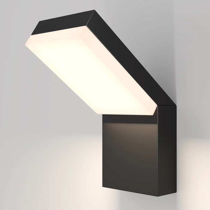Applique extérieure en acier noir cadre asymétrique avec design moderne et lumière led blanc chaud