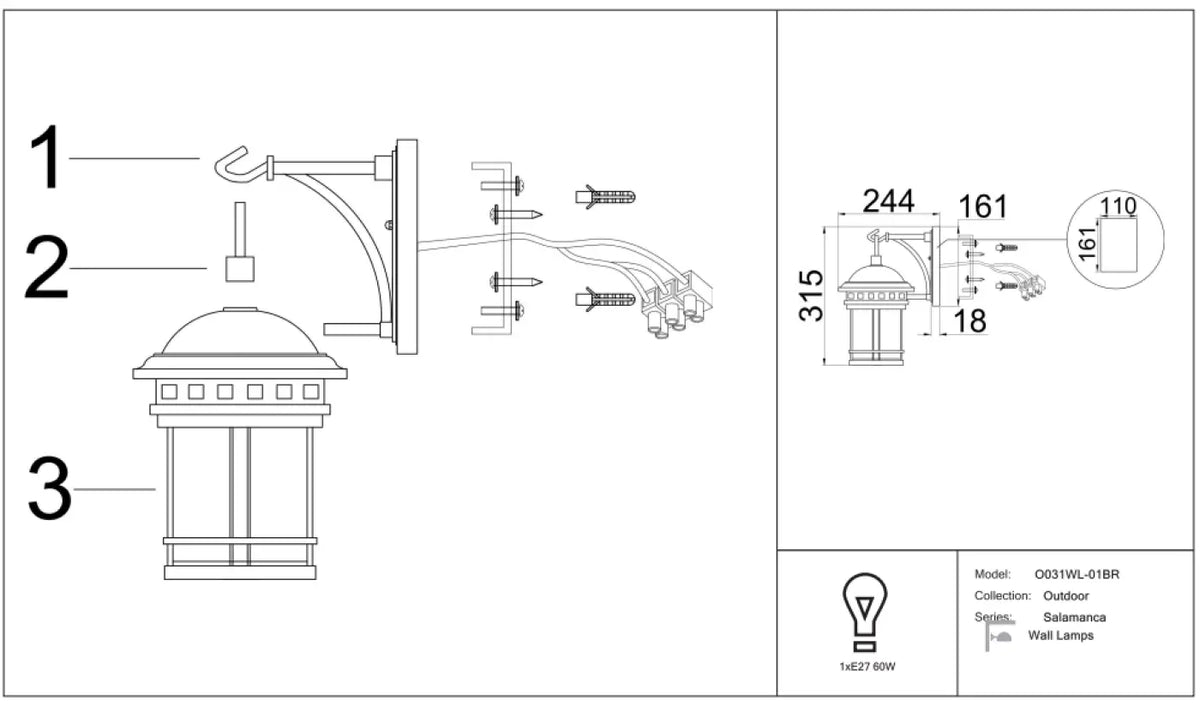 Schéma d'installation du luminaire