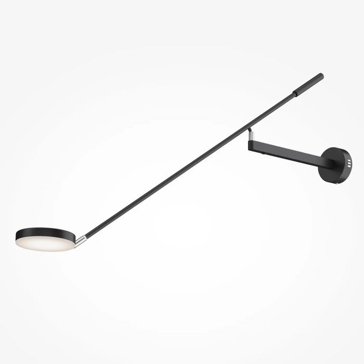 Applique murale long bras en métal noir avec tête ronde et bras ajustable pour éclairage led minimaliste