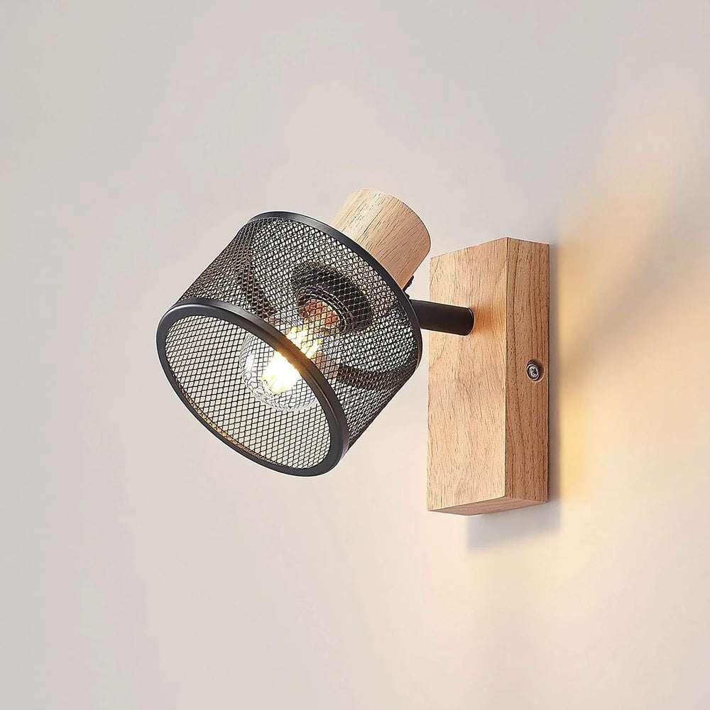 Applique grillage métal et bois moderne style industriel
