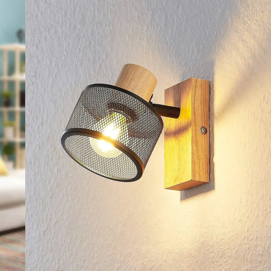 Applique grillage métal et bois moderne style industriel