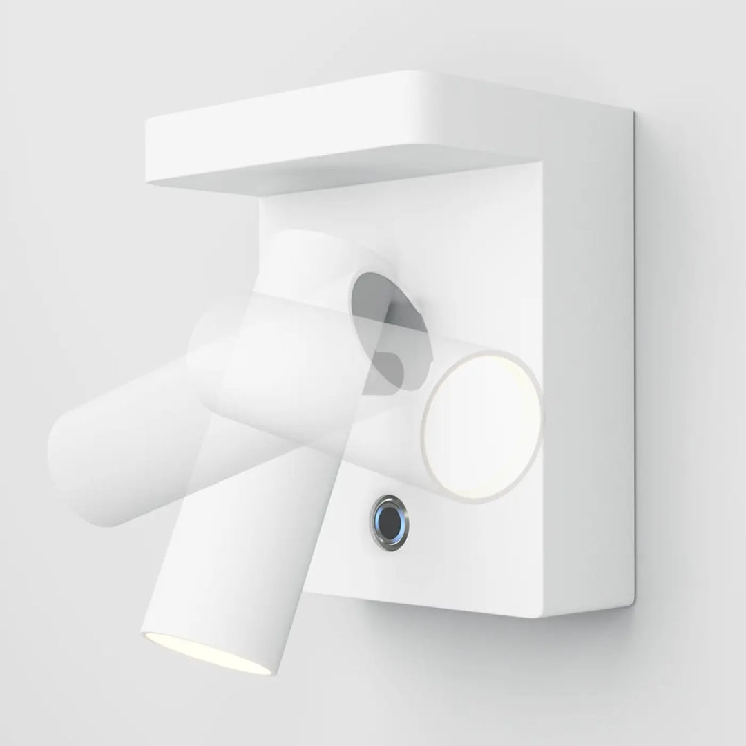 Applique murale aron blanche minimaliste avec deux bras ajustables et spot led orientable design moderne