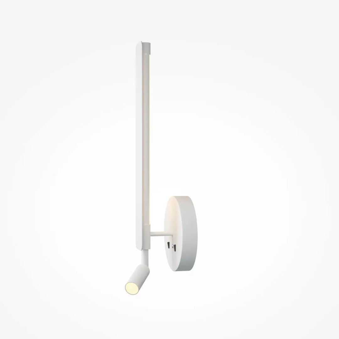 Applique murale liseuse combo blanche moderne avec barre verticale et spot ajustable sans ports usb